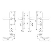 Hoppe Langschildgarnitur Tôkyô 1710/273P Alu. F1 Bad SK/OL 78mm DIN L/R-3