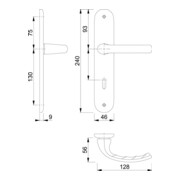 Hoppe Langschildgarnitur Tôkyô 1710/273P Alu. F2 Bad SK/OL 78mm DIN L/R-4