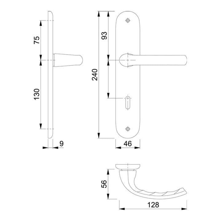 Hoppe Langschildgarnitur Tôkyô 1710/273P Alu. F2 Bad SK/OL 78mm DIN L/R