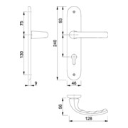 Hoppe Langschildgarnitur Tôkyô 1710/273P Alu. F2 PZ 72mm DIN L/R-4