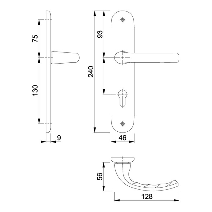 Hoppe Langschildgarnitur Tôkyô 1710/273P Alu. F2 PZ 72mm DIN L/R