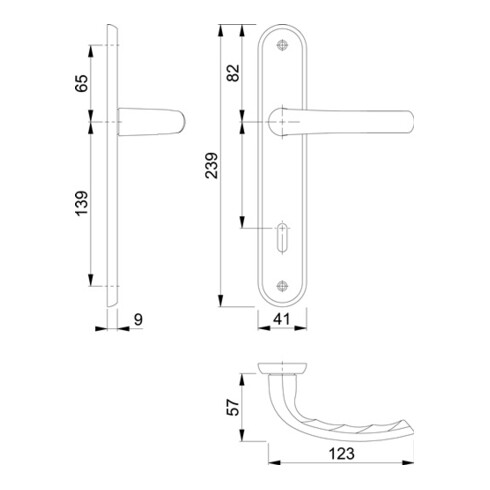 Hoppe Langschildgarnitur Tôkyô M1710RH/265 MS F71 OB 72mm DIN L/R
