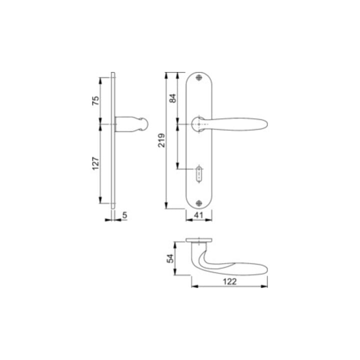 Hoppe Langschildgarnitur Verona M151/302 MS F49-R OB 72mm DIN L/R