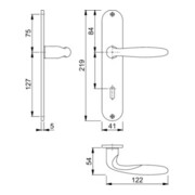 Hoppe Langschildgarnitur Verona M151/302 MS F49-R OB 72mm DIN L/R-4