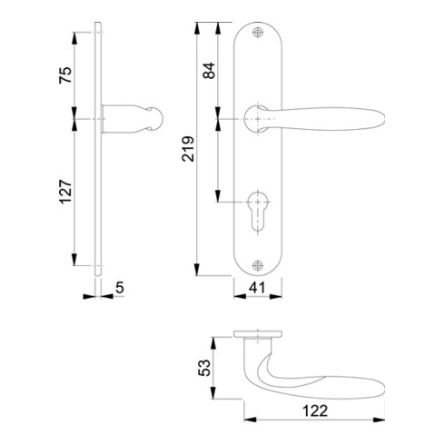 Hoppe Langschildgarnitur Verona M151/302 MS F49-R PZ 72mm DIN L/R