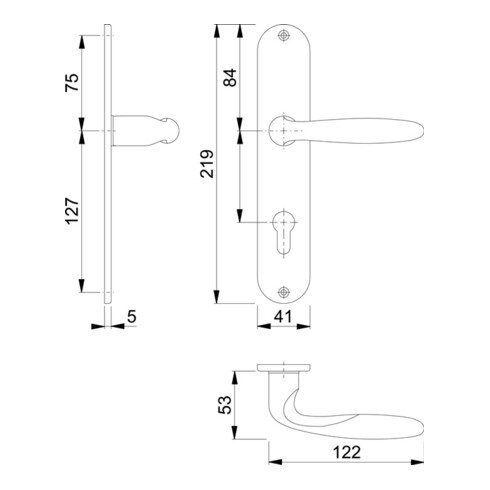 Hoppe Langschildgarnitur Verona M151/302 MS F49-R PZ 72mm DIN L/R