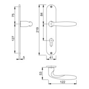 Hoppe Langschildgarnitur Verona M151/302 MS F49-R PZ 72mm DIN L/R-4
