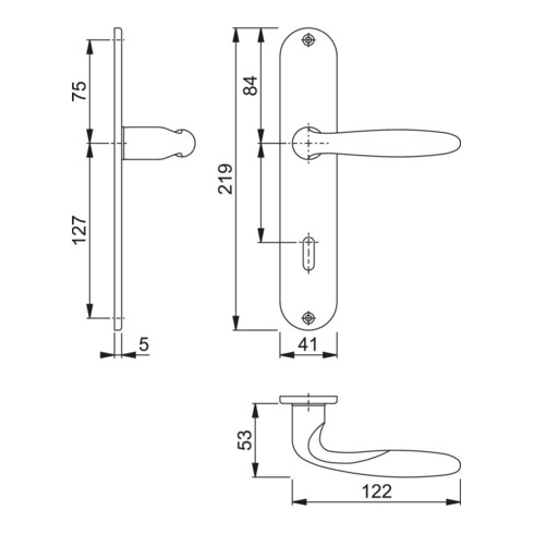Hoppe Langschildgarnitur Verona M151/302 MS F71 OB 72mm DIN L/R