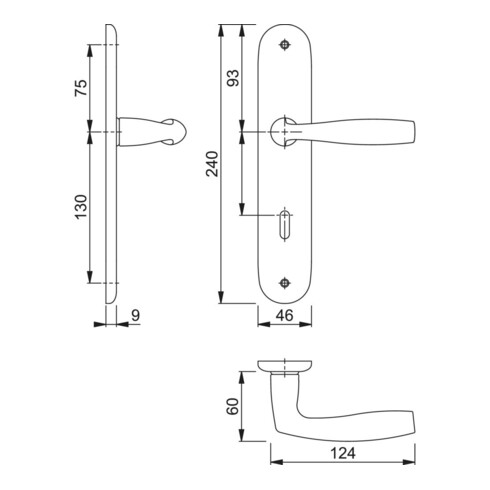 Hoppe Langschildgarnitur Vitória 1515/273P Alu. F1 OB 72mm DIN L/R