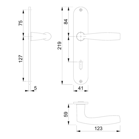 Hoppe Langschildgarnitur Vitória M1515/302 MS F71 OB 72mm DIN L/R