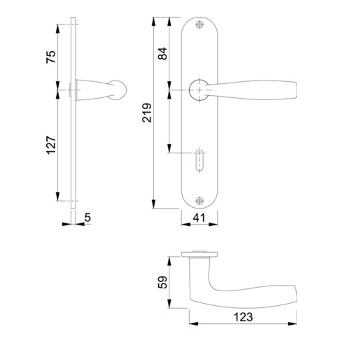 Hoppe Langschildgarnitur Vitória M1515/302 MS F41-R OB 72mm DIN L/R
