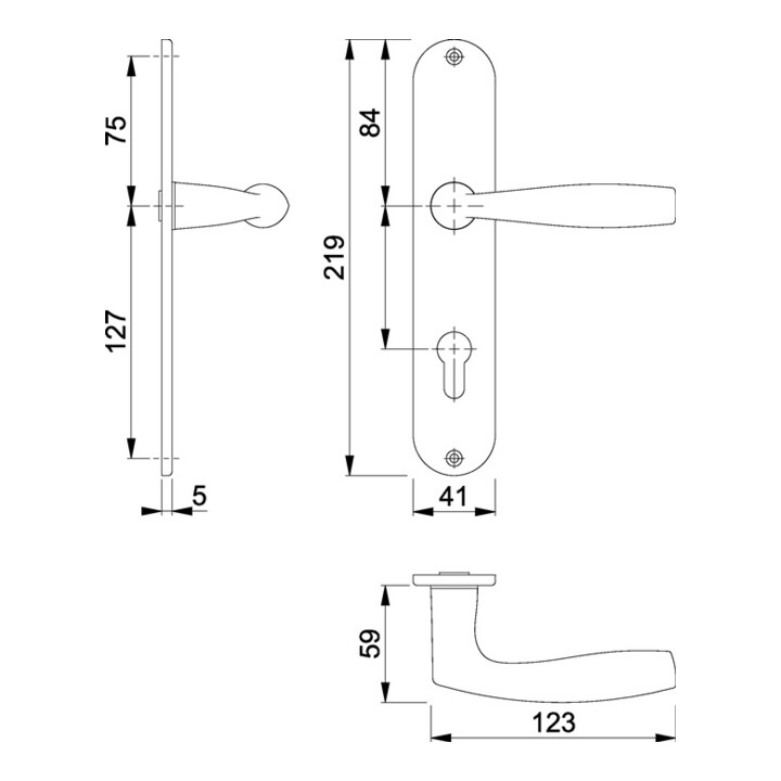 Hoppe Langschildgarnitur Vitória M1515/302 MS F71 PZ 72mm DIN L/R