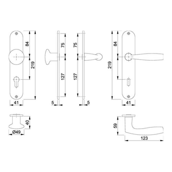 Hoppe Langschildgarnitur Vitória M90/302/1515 MS F71 PZ 72mm DIN L/R