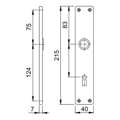 HOPPE Langue de plaque ZT London, 202SP, BB, E72, visible, nickel mat anodisé