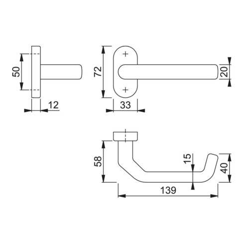 HOPPE Liverpool E1313G/55,poignée demi-garniture PT,ovale,VK8 acier inox mat