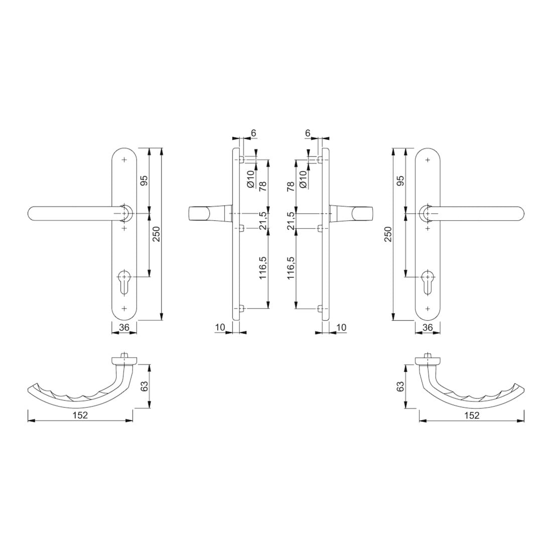 HOPPE Luxembourg 1500/3357N ov.,PZ92/8 F9016, TS 87-92