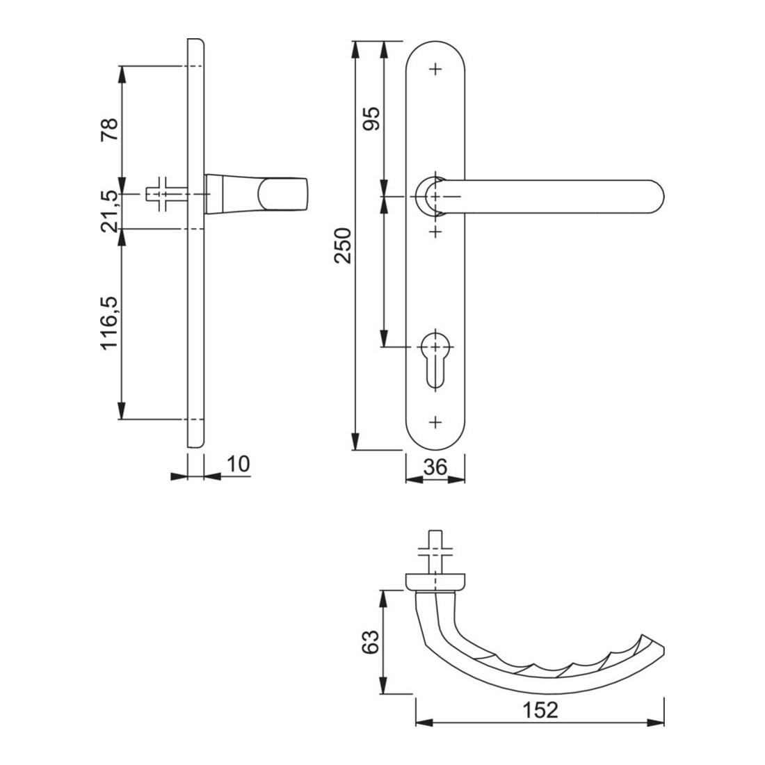 HOPPE Luxembourg 1500/3357SN ov.,PZ92/8, F9016 o. No.