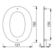 HOPPE OA-Hausnummer E600-609 Ziffer 0 Edelstahl matt-3