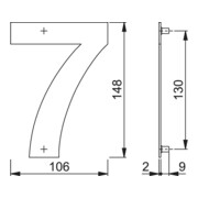 HOPPE OA-Hausnummer E600-609 Ziffer 7 Edelstahl matt-3