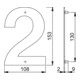 HOPPE OA-Numéro de maison E600-609 Chiffre 2 Acier inoxydable mat-4