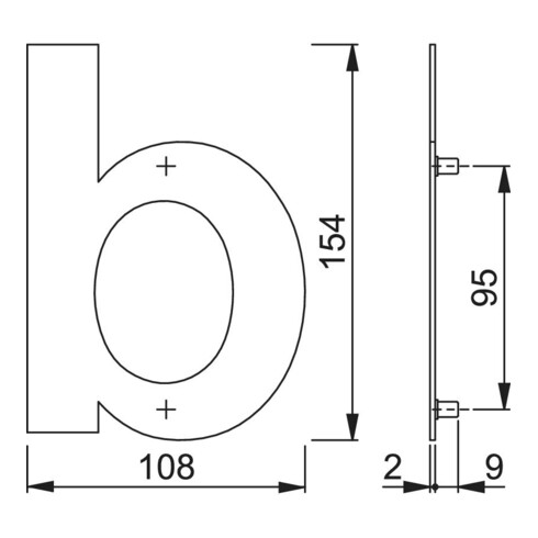 HOPPE OA-Numéro de maison E610-621 Lettre b Acier inoxydable mat