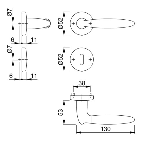 HOPPE OT Garniture de poignée avec rosace, ronde, Athinai M156/19KV/19KVS, VK8, BB chromé/mat