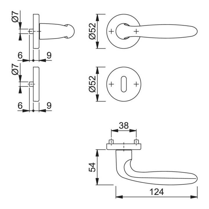 Hoppe OT Garniture de porte avec rosaces, rond, Verona 1510/42KV/42KVS, VK8, BB couleur naturelle