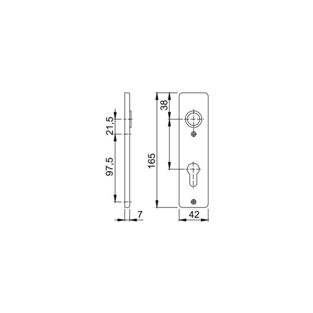 Hoppe paire de blindages courts 202KP aluminium. F4 PZ