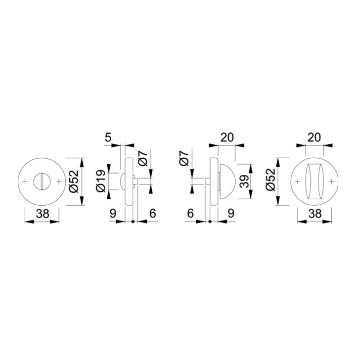 Rosette de bain Hoppe 42KVS Aluminium