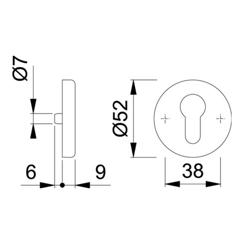 Hoppe Paire de rosettes à clés 42KVS Alu.F2 Epaisseur du blindage 9mm PZ rd.