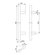 HOPPE Poignée à bouton HT E5014, droite L600, diamètre 30 mat/aluminium naturel-4