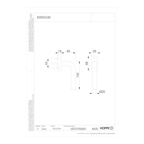 HOPPE Poignée de fenêtre Bonn E050/U30 avec rosace ovale, VK7x35 F69 mat brossé