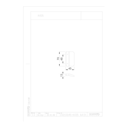 HOPPE Poignée de tirage sans traverse 70 mm, K435 KF, brun gris mat