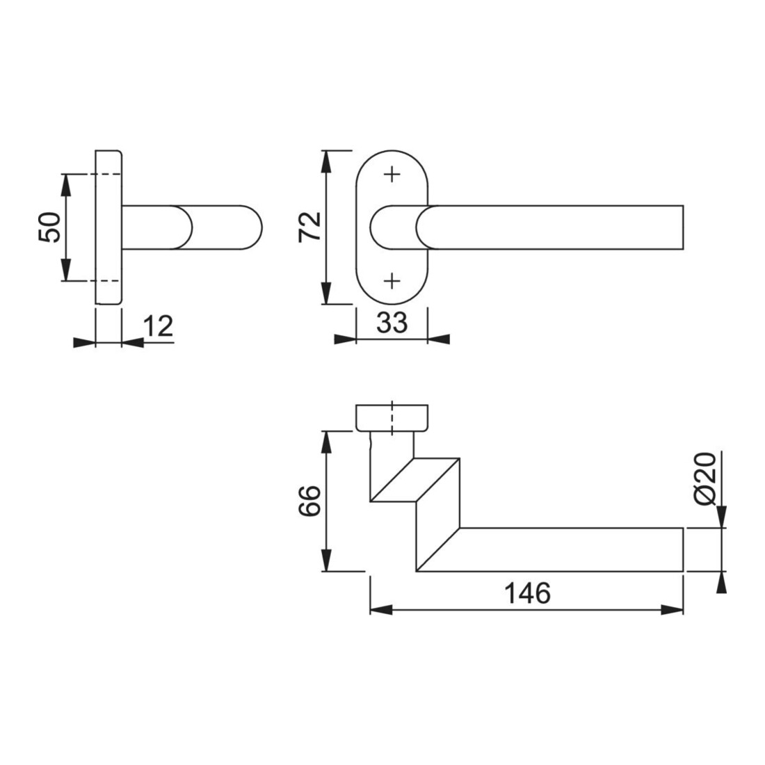 HOPPE Poignée demi-garniture Amsterdam E1400GF2/55, ov., VK8 acier inox mat