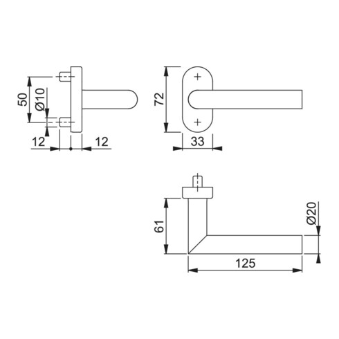 HOPPE Poignée demi-garniture Amsterdam FS-E1400F/55,ov.,VK9 Acier inox mat