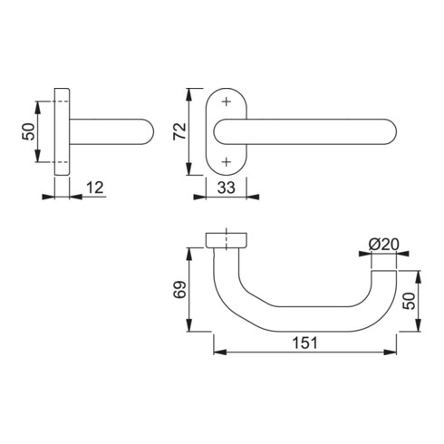 HOPPE Poignée demi-garniture Paris E138GF/55 ov., VK10 acier inox mat