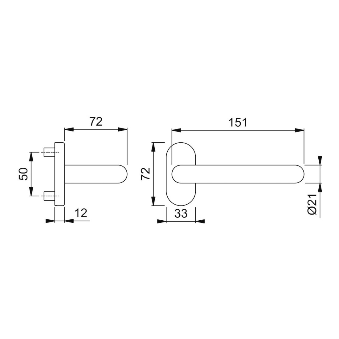 HOPPE Poignée demi-garniture Paris FS-E138GF/55, ov., inox mat