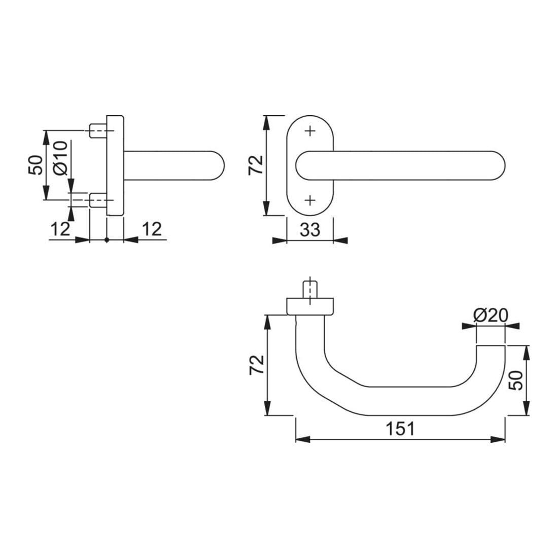 HOPPE Poignée demi-garniture Paris FS-E138GF/55, ov., inox mat