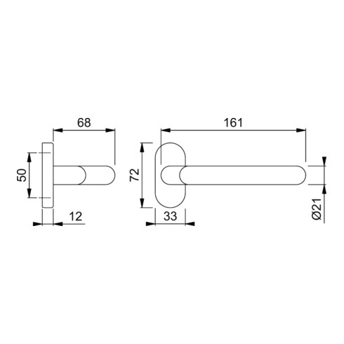 HOPPE Poignée demi-garniture Rotterdam E1401GF2/55 ov.,VK8, acier inox mat