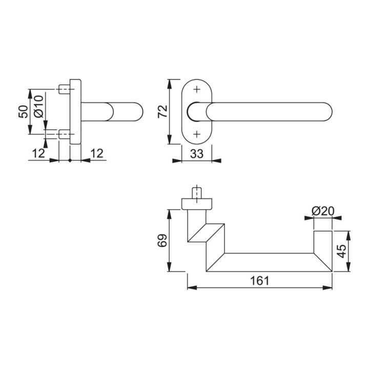 HOPPE Poignée demi-garniture Rotterdam FS-E1401GF2/55,ov.,VK9 inox mat