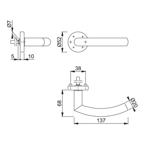 HOPPE Poignée demi-garniture Trondheim E1430Z/42H rd.,VK10 acier inox mat