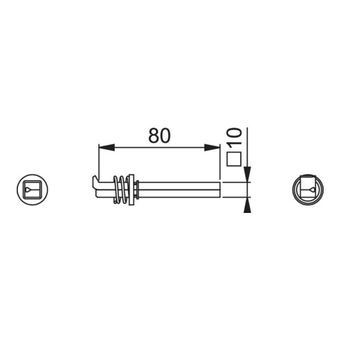 Hoppe Profil-Wechselstift F/Ei 4-KT.10mm L.80mm Fe verz.