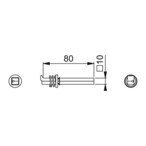 Hoppe Profil-Wechselstift F/Ei 4-KT.10mm L.80mm Fe verz.