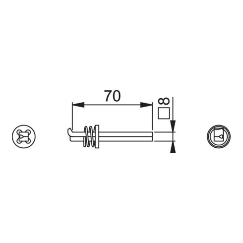 Hoppe Profil-Wechselstift F/Ei 4-KT.8mm L.70mm Fe verz.