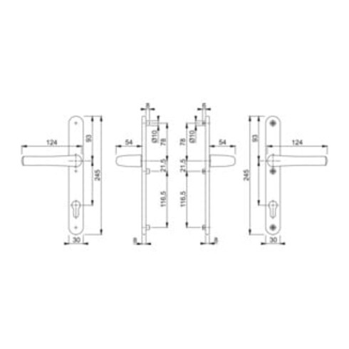 Hoppe Profiltür-Drückergarnitur Tokyo Aluminium