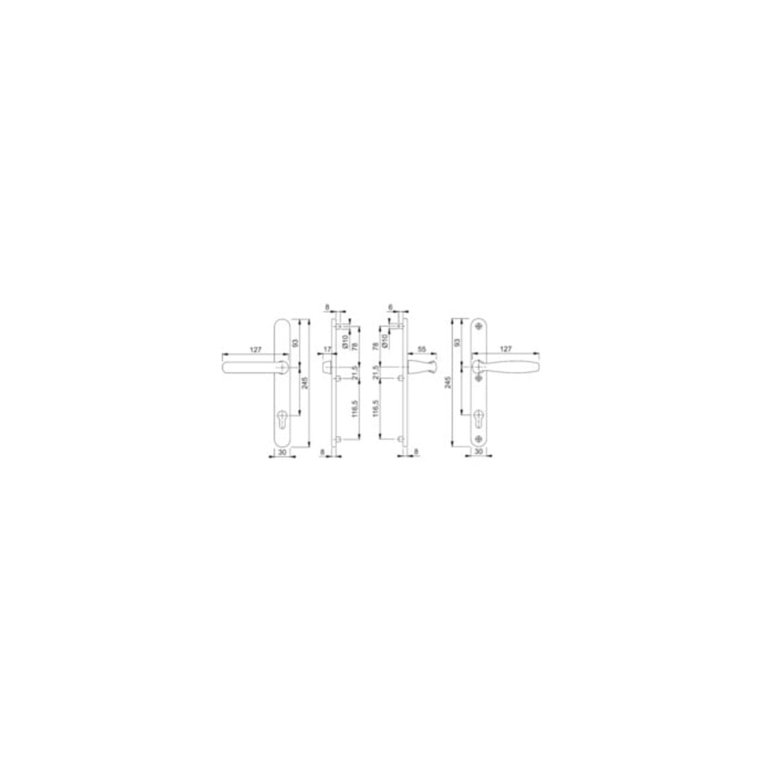Hoppe Profiltür-Drückergrt.New York 099KH/3346/1810 Lochung PZ Entf.92mm F9016