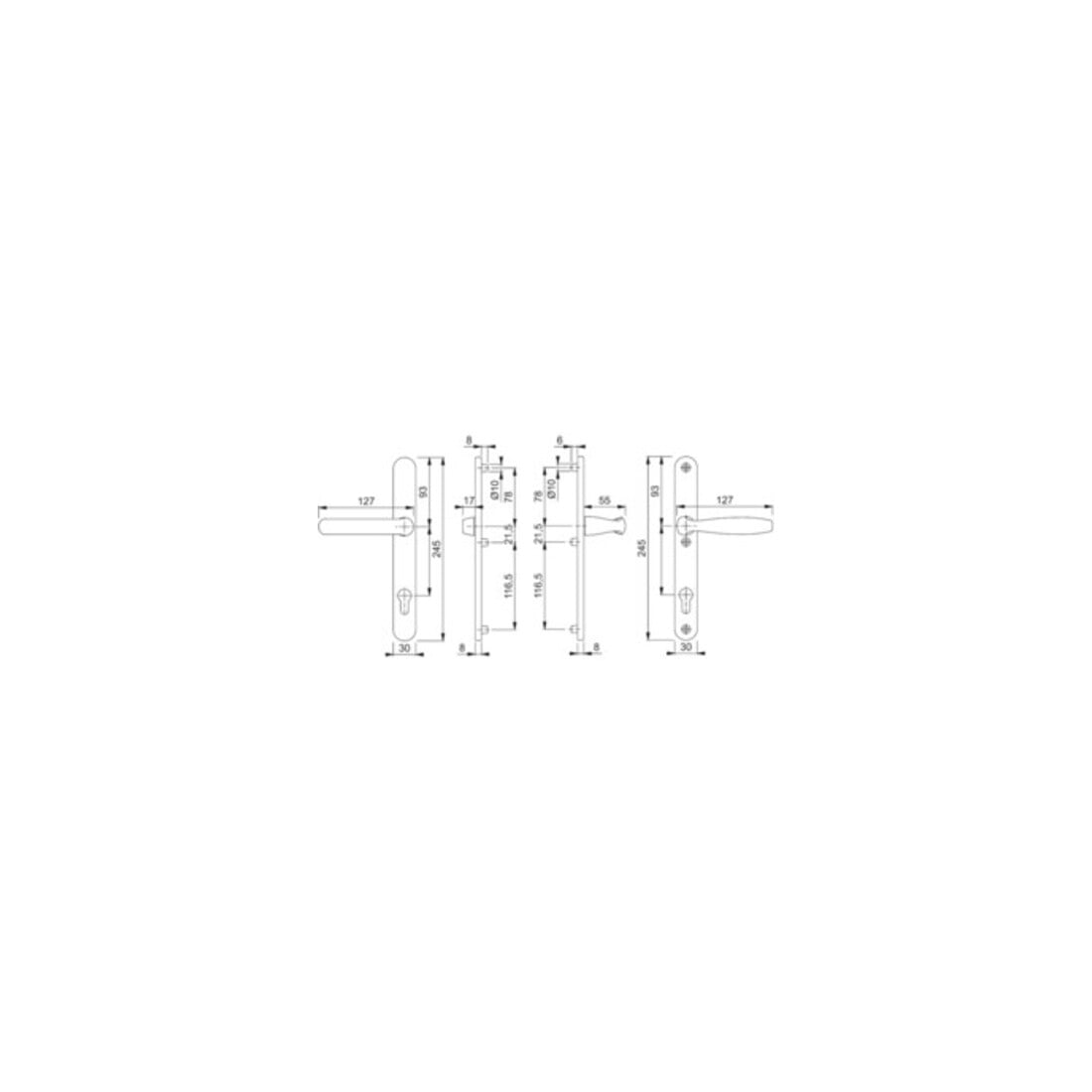 Hoppe Profiltür-Garnitur New York 099KH/3346/1810 Alu. F1 PZ f. TS 67-72mm