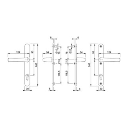 Hoppe Profiltür-Garnitur Tôkyô 1710RH/3346 Alu.F1 PZ f.TS 37-42mm
