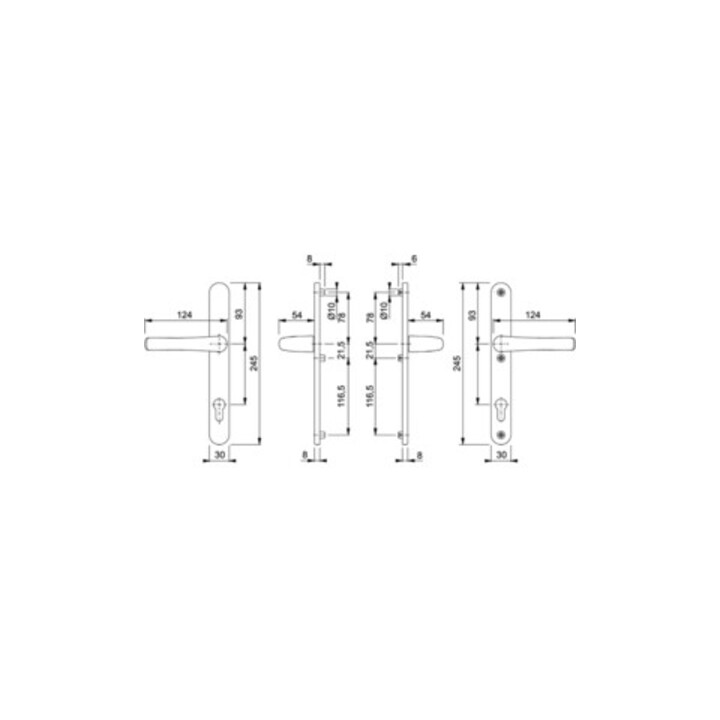 Hoppe Profiltür-Garnitur Tôkyô 1710RH/3346 Alu.F1 PZ f.TS 37-42mm