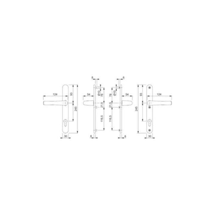 Hoppe Profiltür-Garnitur Tôkyô 1710RH/3346 Alu.F1 PZ f.TS 57-62mm